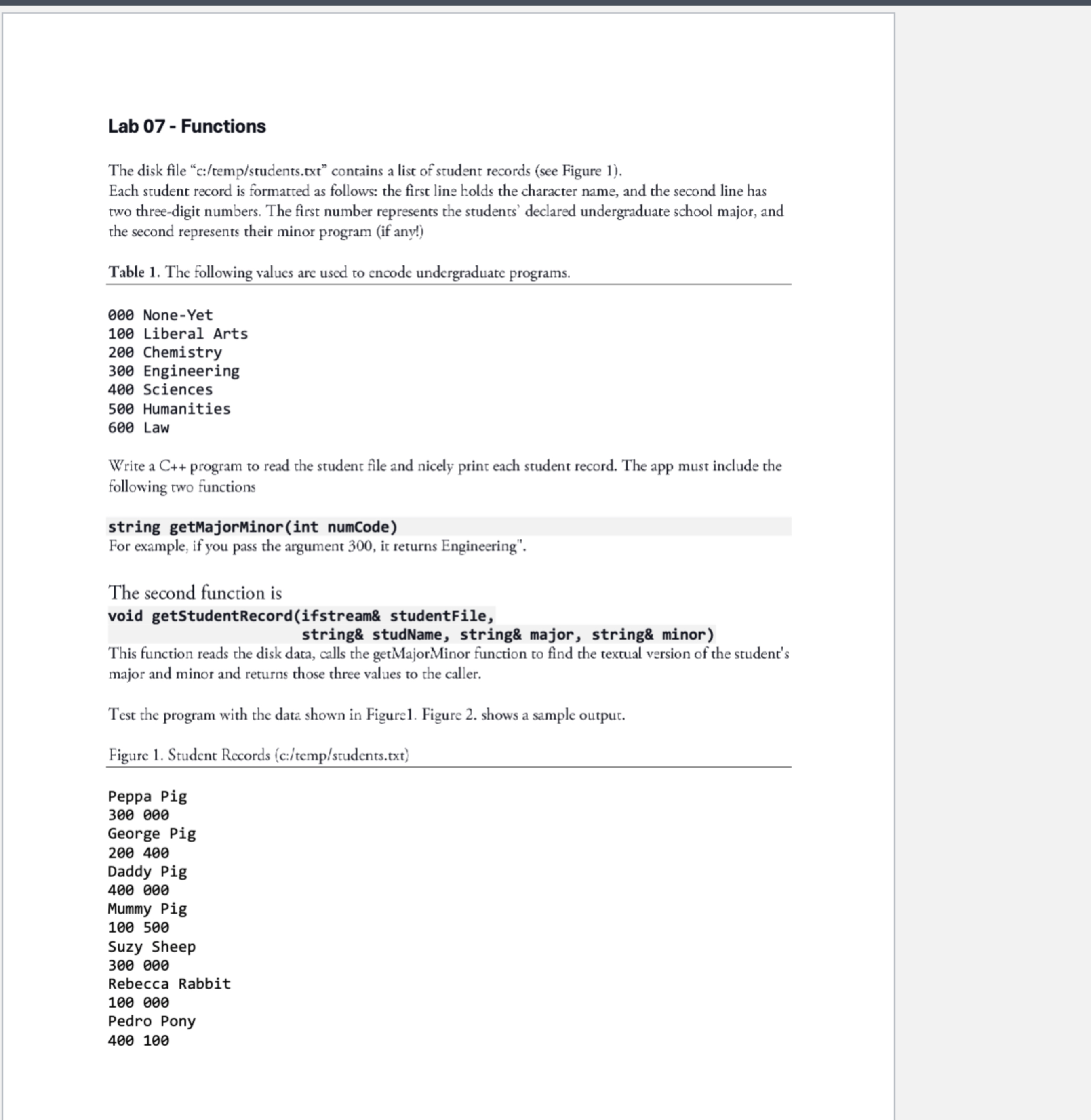 Lab 0 7 - Functions The disk file " cs / temp /
