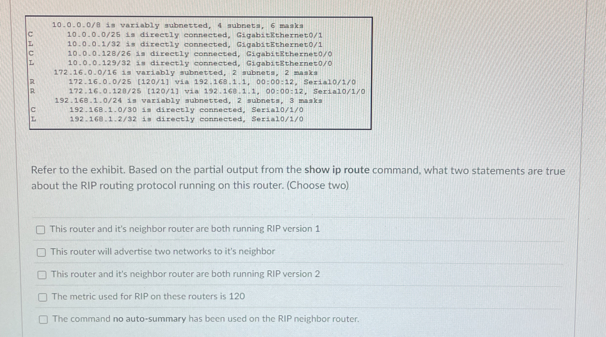 1 0 , 0 , 0 , 0 / 8 is variably subnetted, 4