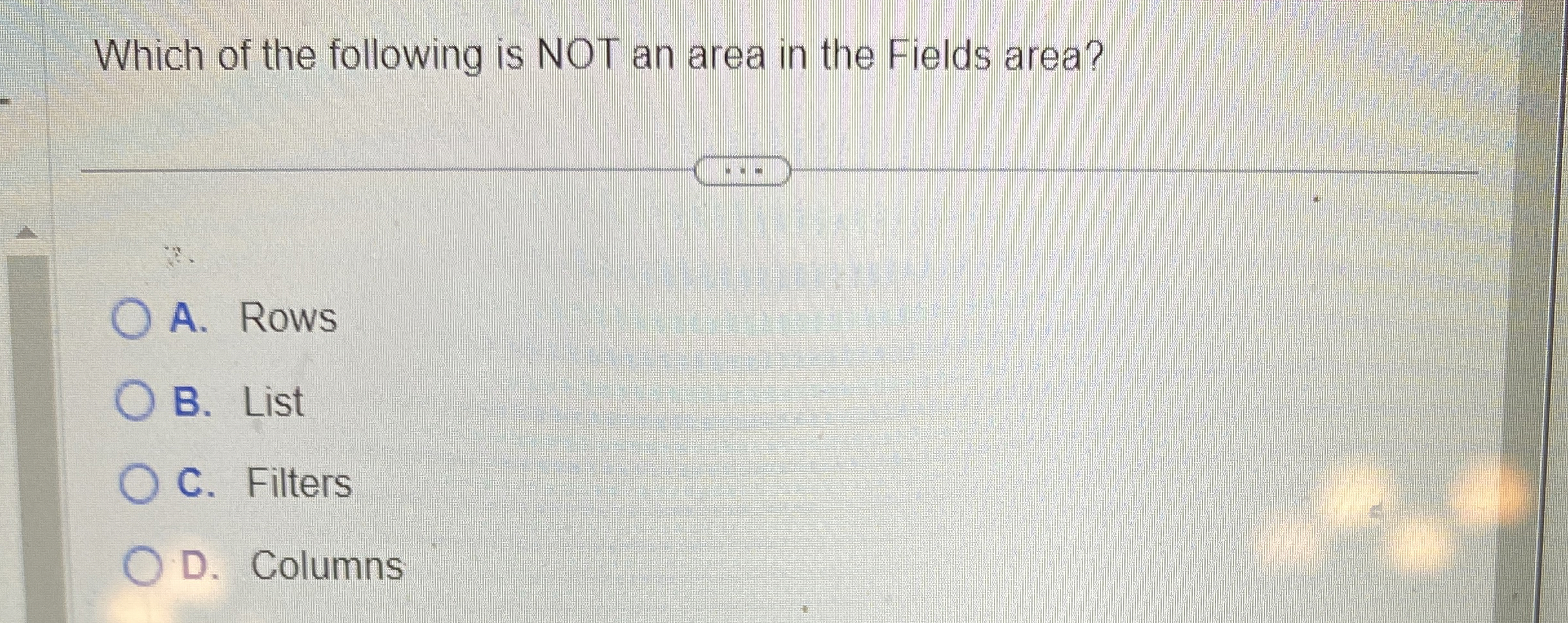 Which of the following is NOT an area in the
