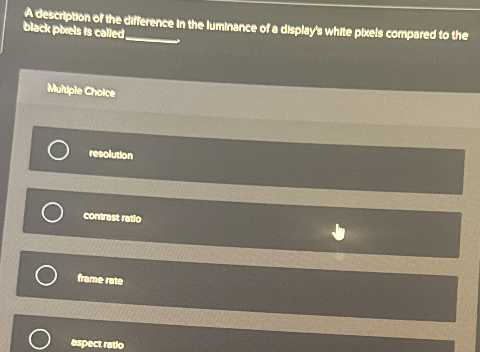 A descipition of the atfierence in the luminance