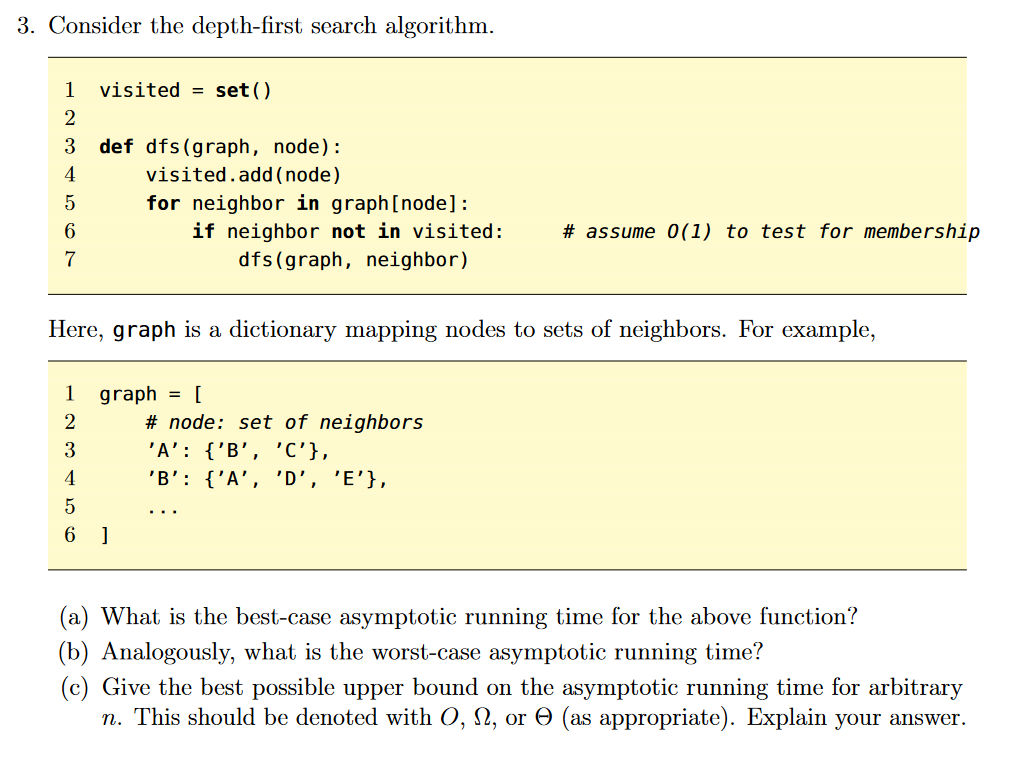 Consider the depth - first search algorithm. 1