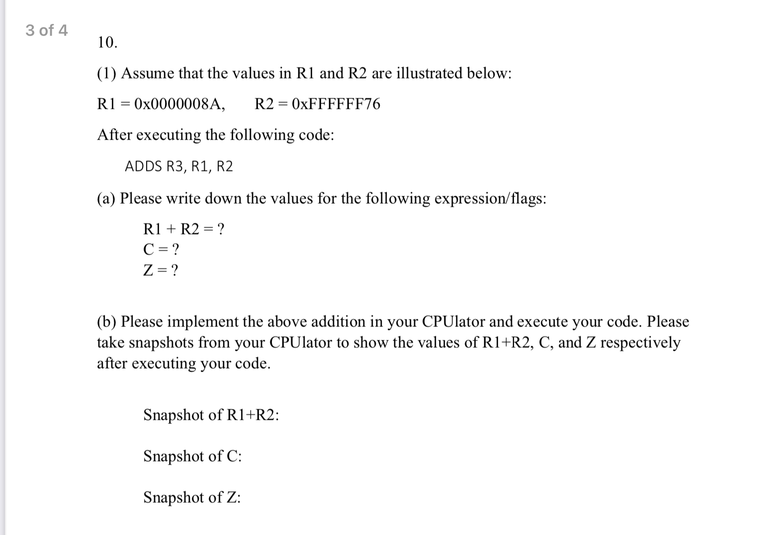 3 of 4 1 0 . ( 1 ) Assume that the values in R 1