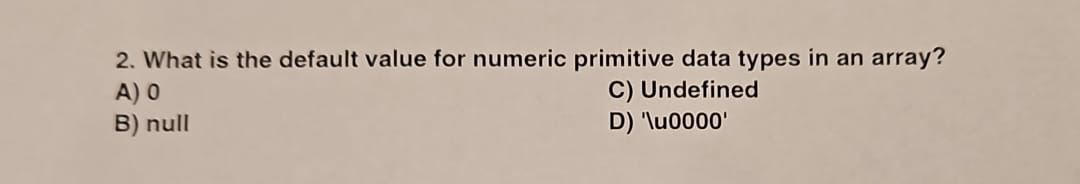 What is the default value for numeric primitive