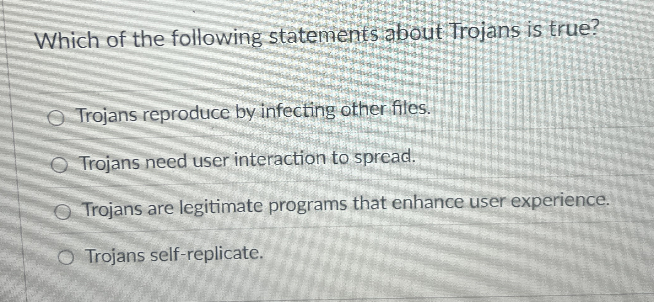 Which of the following statements about Trojans