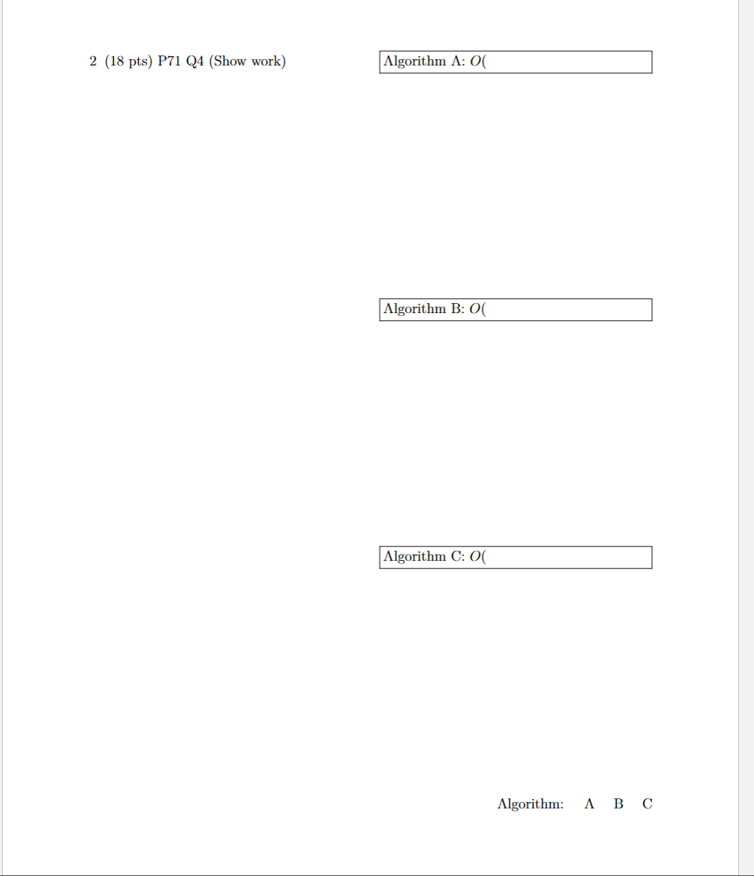 2 ( 1 8 pts ) P 7 1 Q 4 ( Show work )