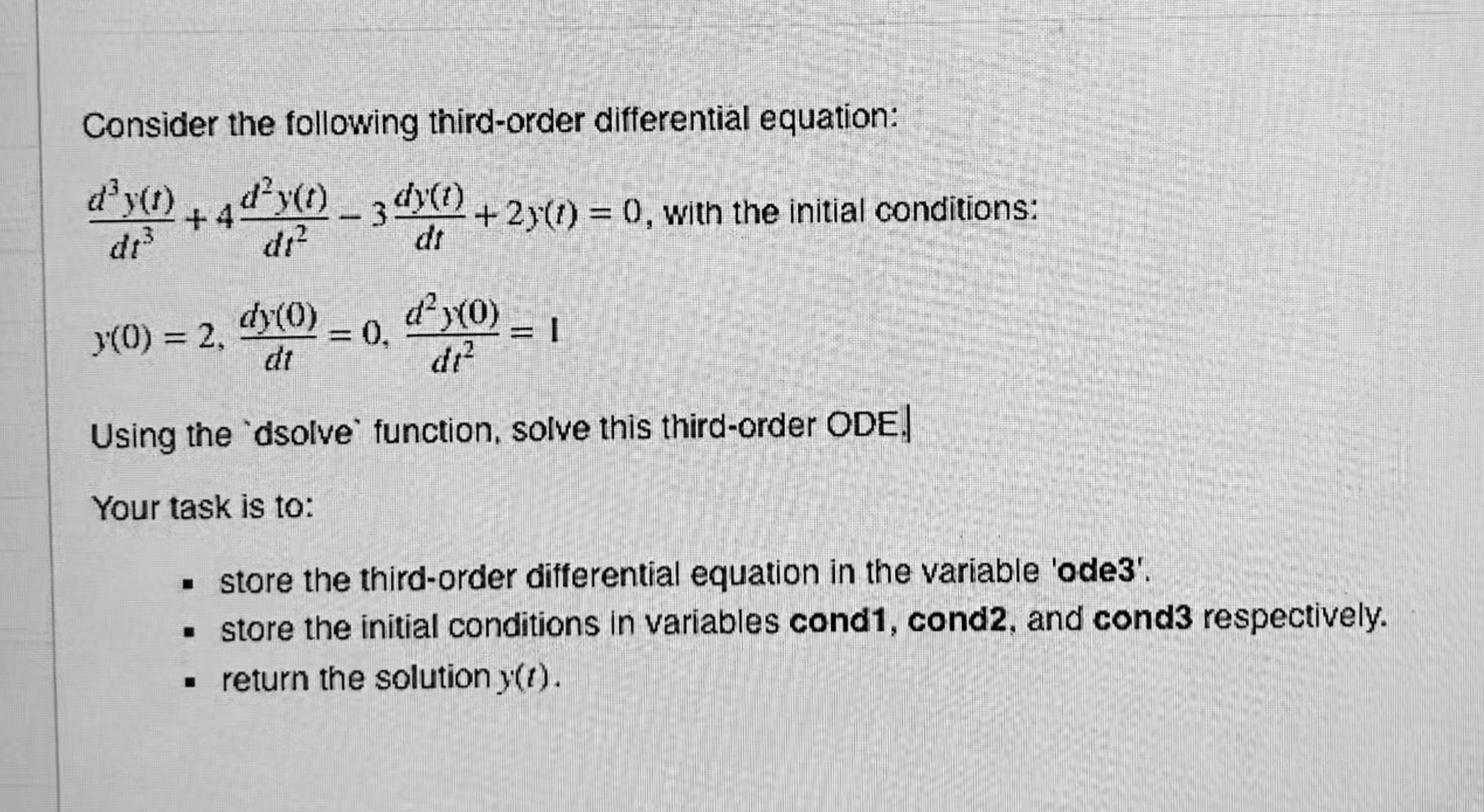 Consider the following third - order differential