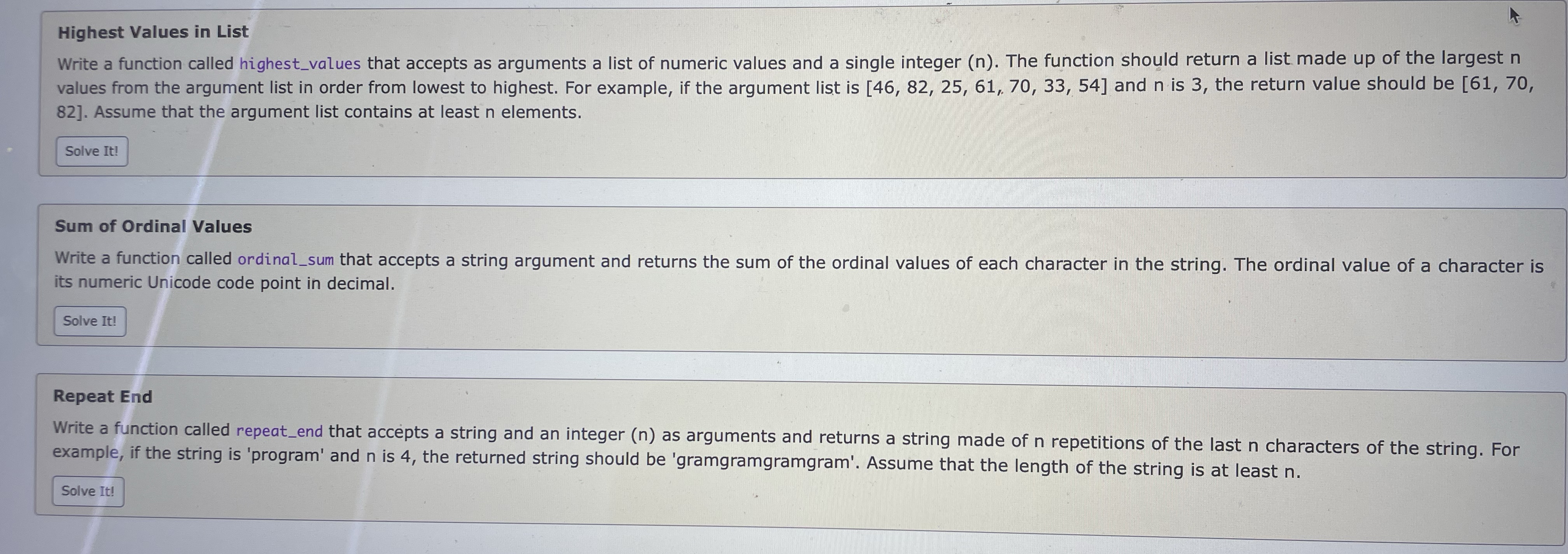 Highest Values in List Write a function called