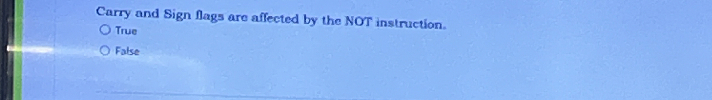 Carry and Sign flags are affected by the NOT