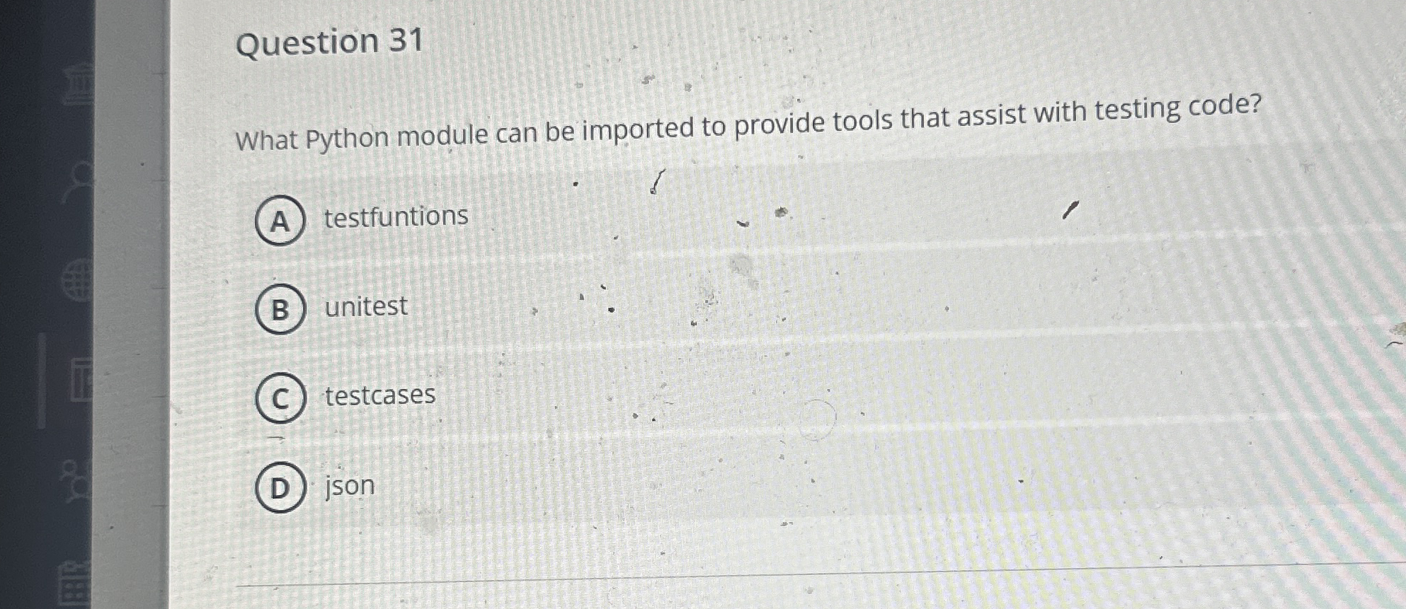 Question 3 1 What Python module can be imported