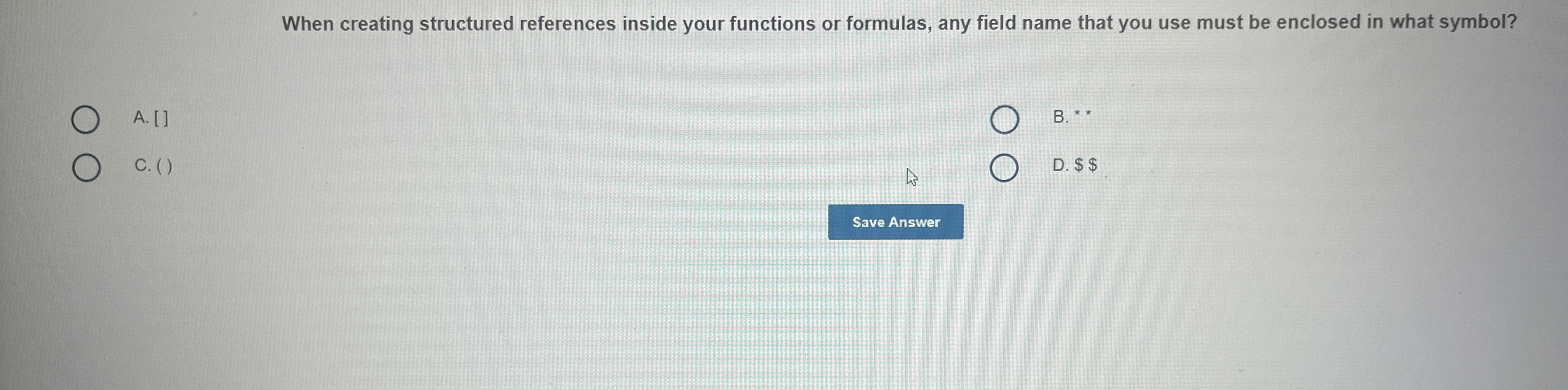 When creating structured references inside your