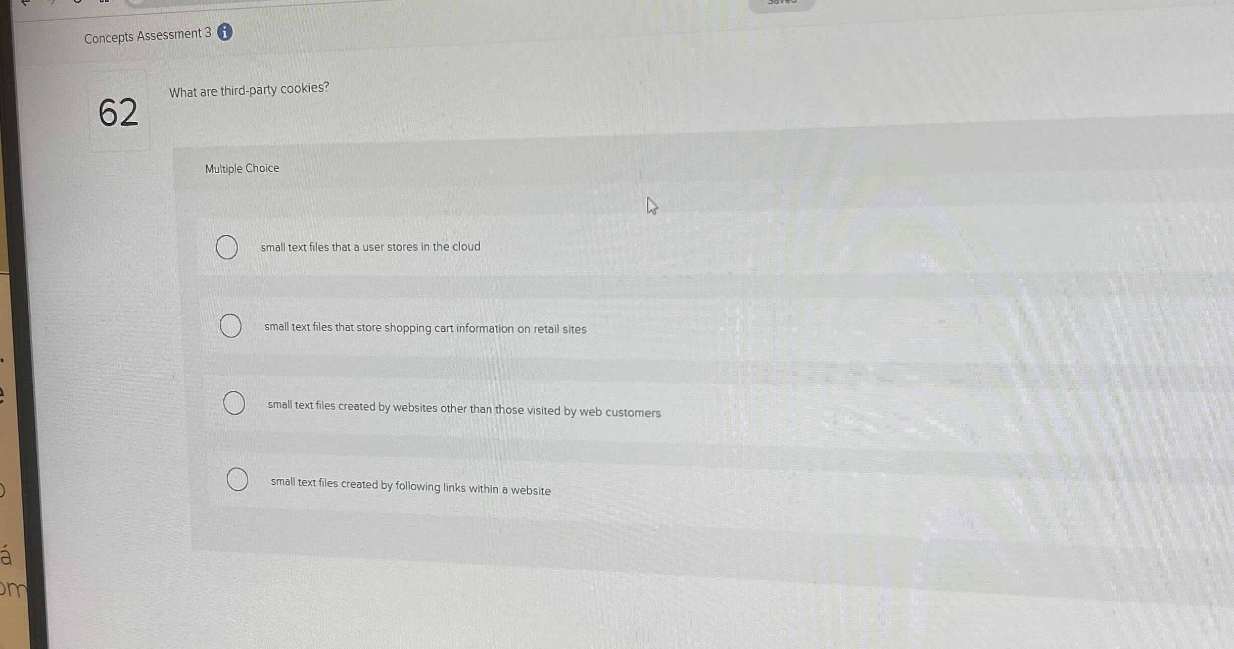 Concepts Assessment 3 ( i ) 6 2 What are third -