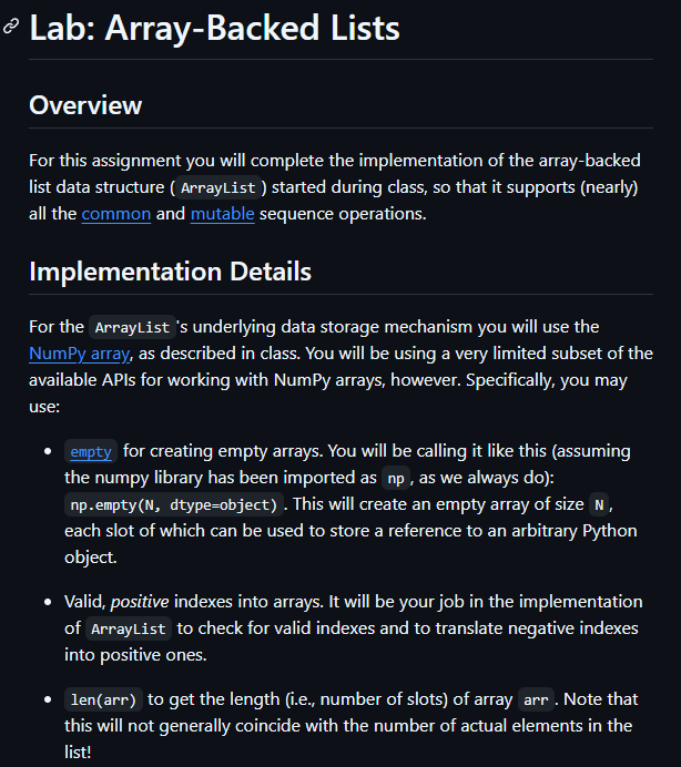 Lab: Array - Backed Lists Overview For this