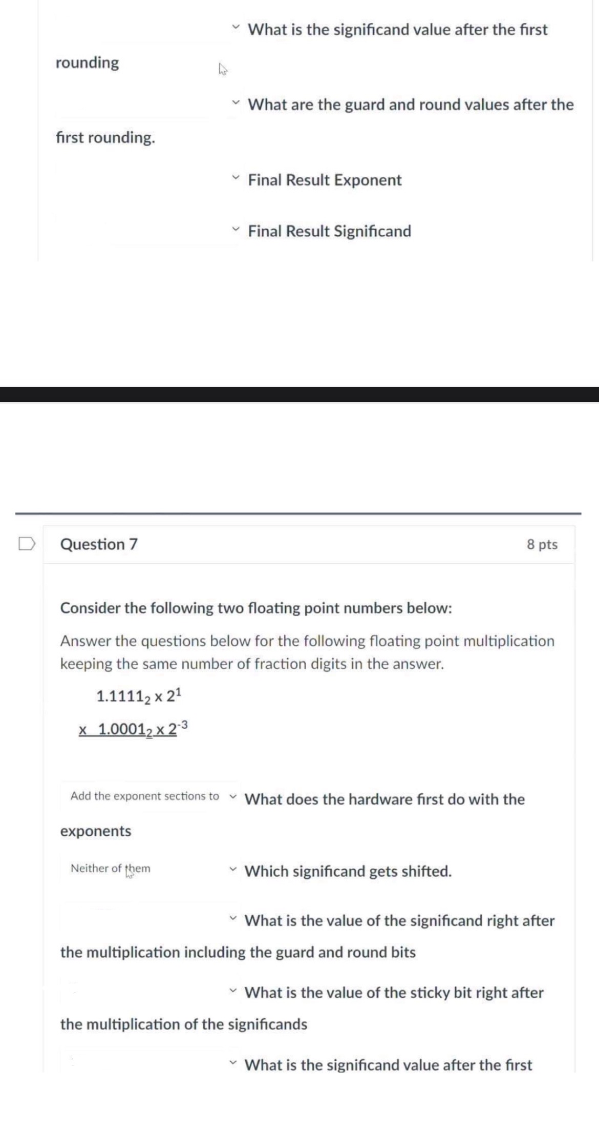 What are the guard and round values after the