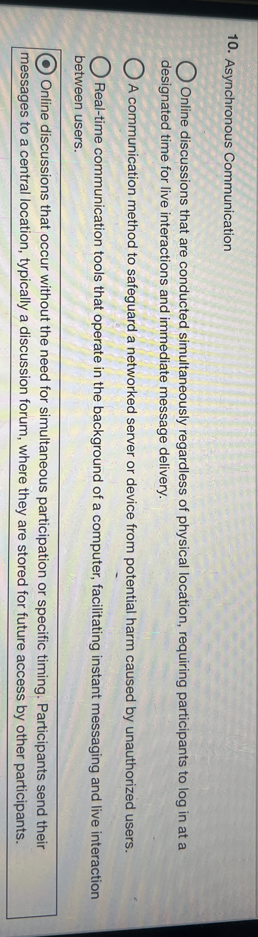 Asynchronous Communication Online discussions