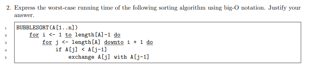 Express the worst - case running time of the