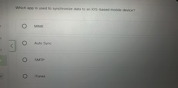 Which app is used to synchronize data to an lOS -