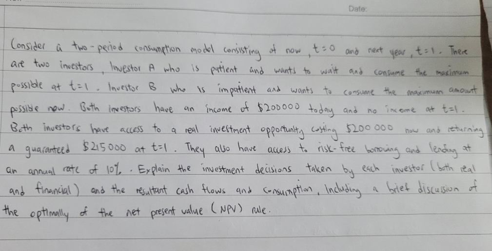 thanks for helping Date: Consider a two-period