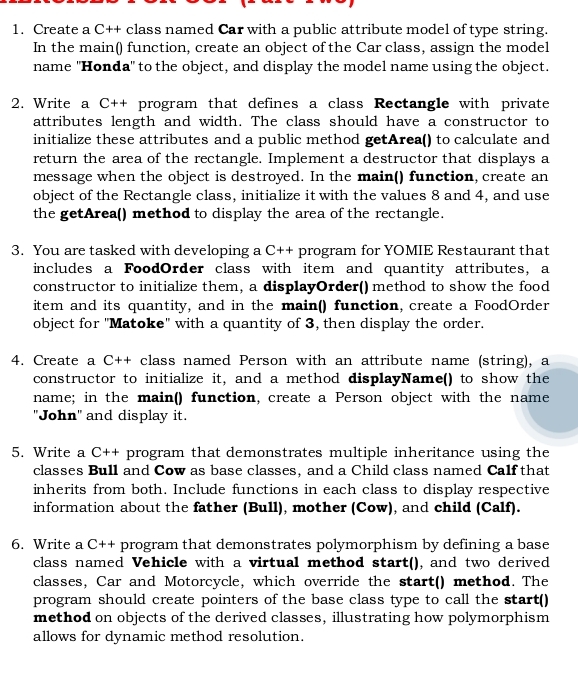 Create a C + + class named Car with a public