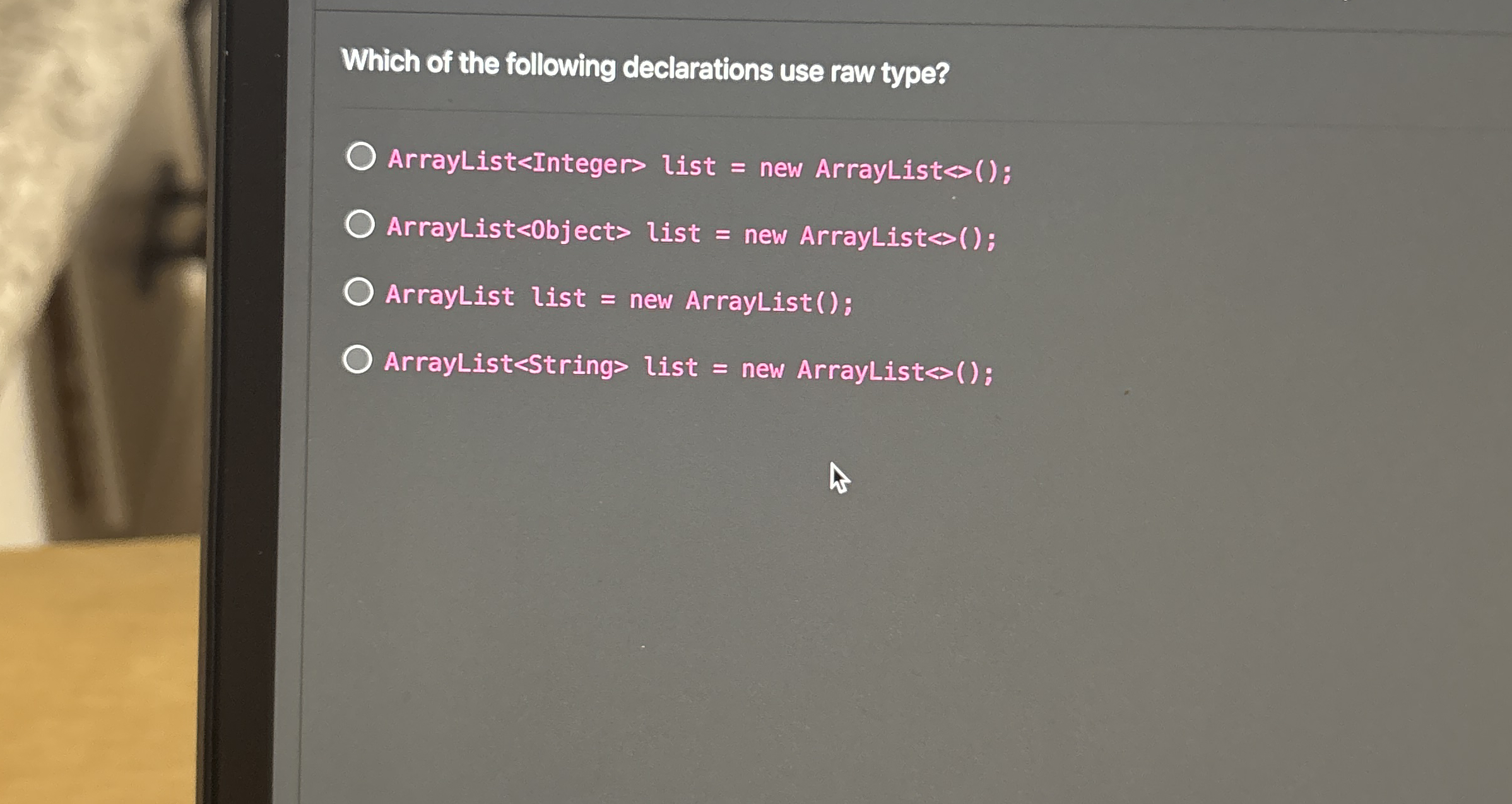 Which of the following declarations use raw type?