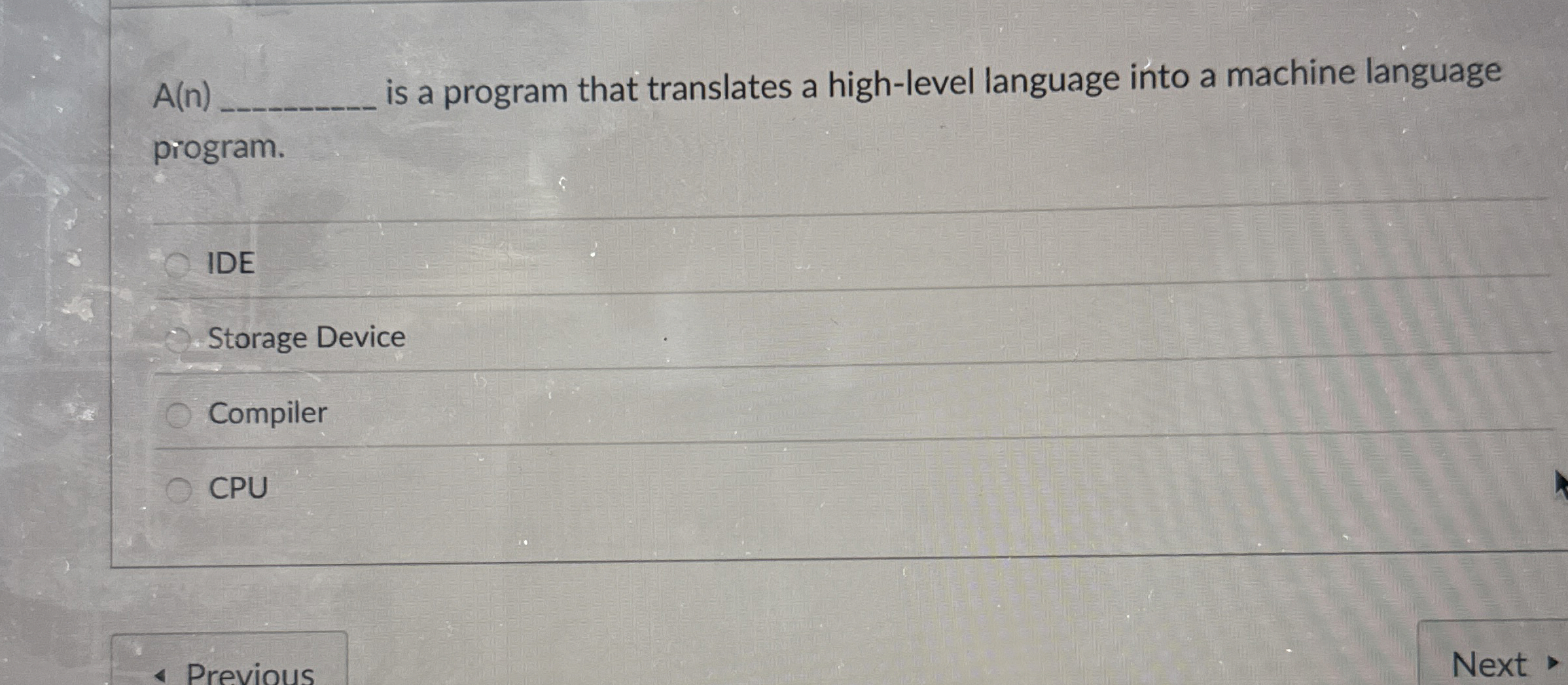 A ( n ) is a program that translates a high -