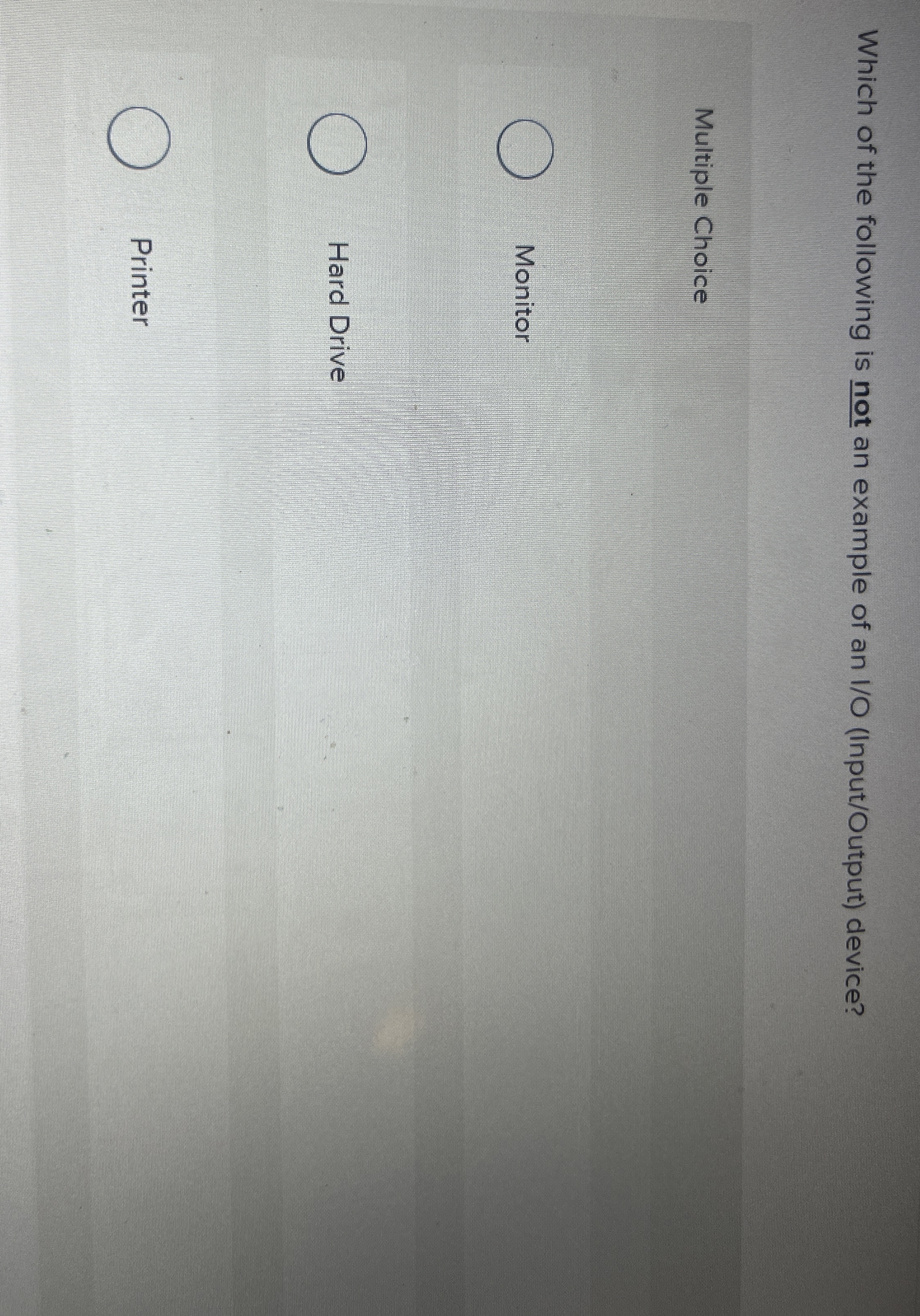 Which of the following is not an example of an I