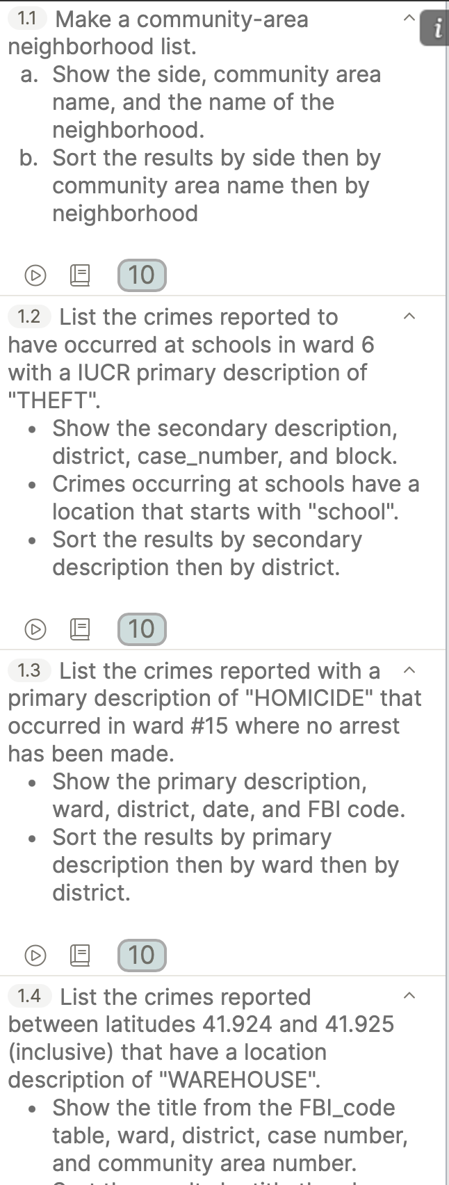 1 . 1 Make a community - area 1 . 4 List the