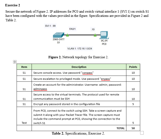 Exercise 2 Secure the network of Figure 2 . IP