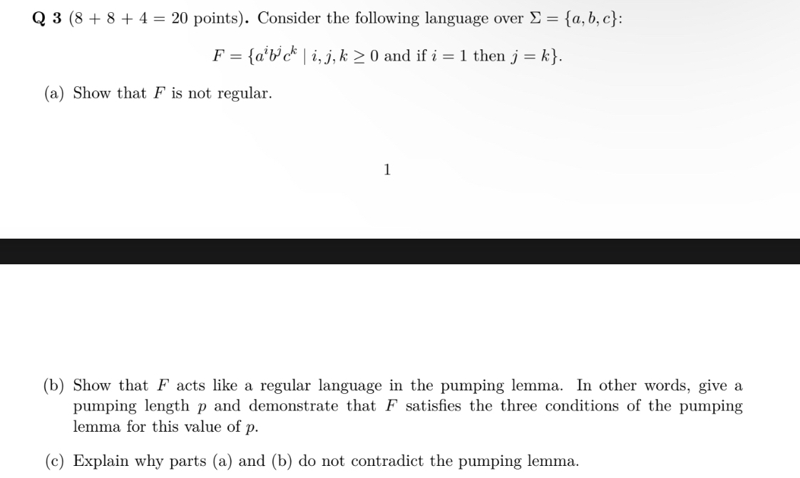 Q points ) . Consider the following language over