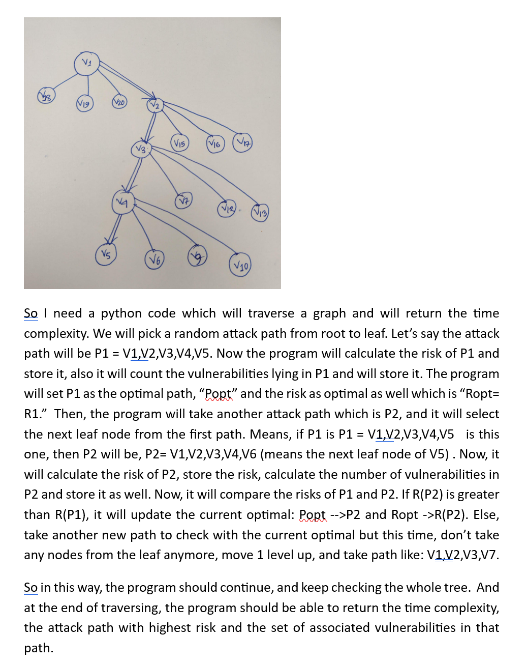 So I need a python code which will traverse a