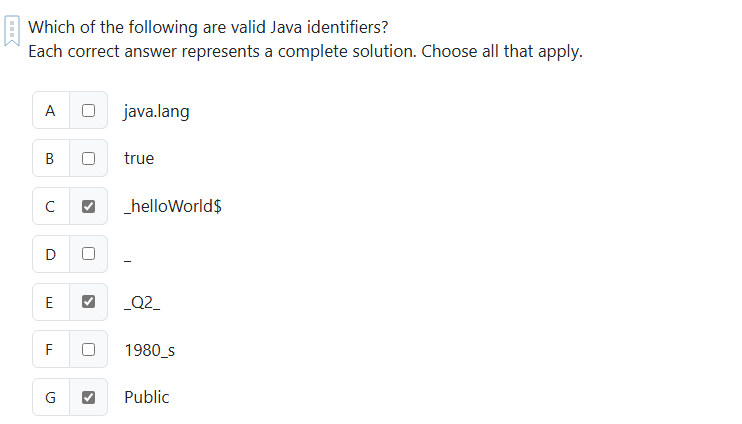 Which of the following are valid Java