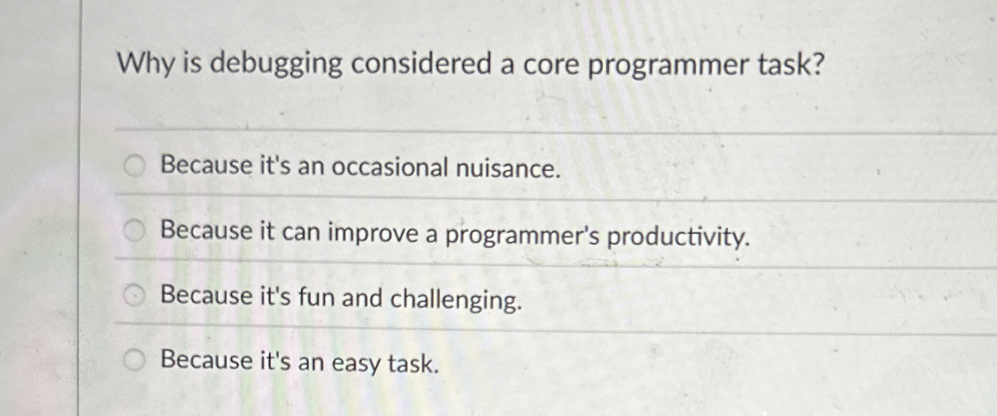 Why is debugging considered a core programmer