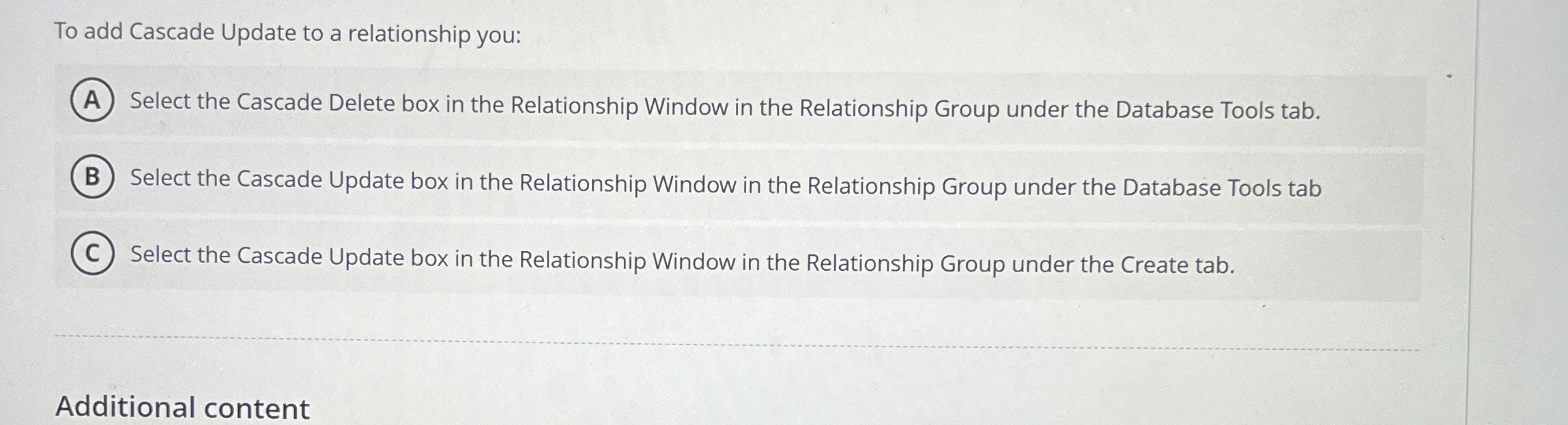 To add Cascade Update to a relationship you: