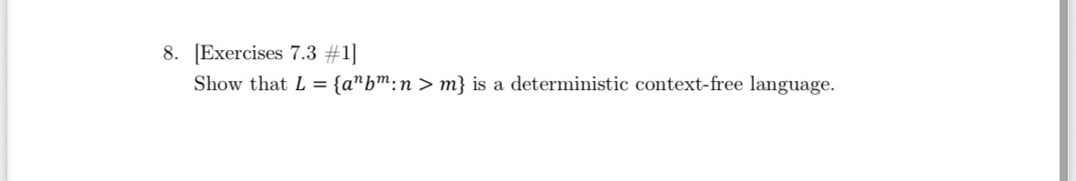 [ Exercises 7 . 3 # 1 ] Show that L = { a n b m :
