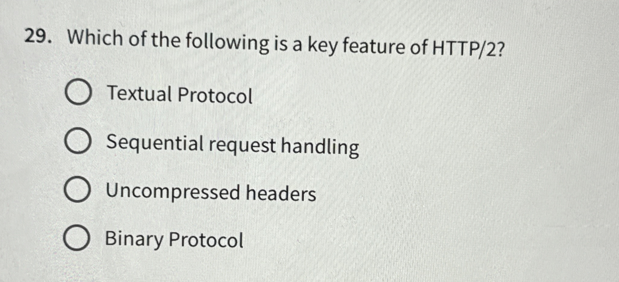 Which of the following is a key feature of HTTP /