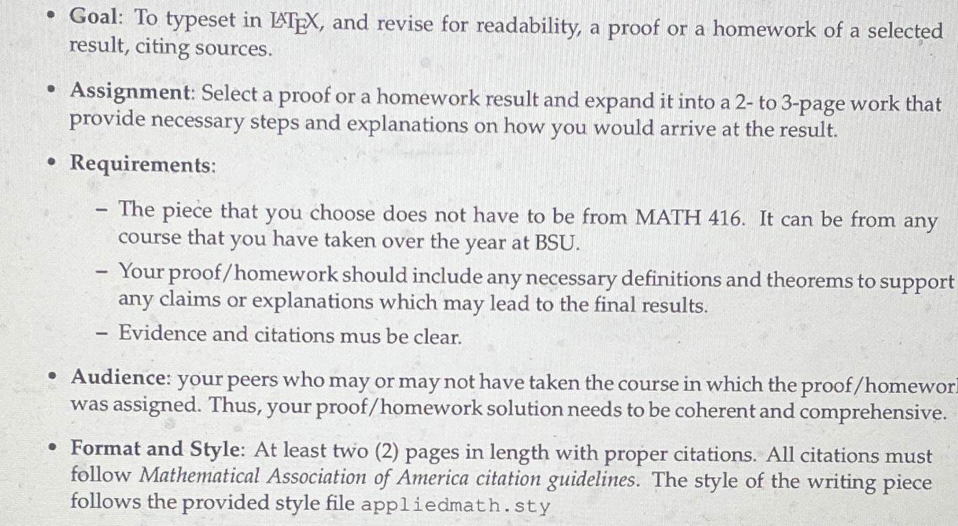 Goal: To typeset in LATEX, and revise for