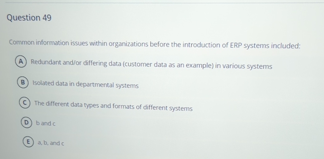 Question 4 9 Common information issues within