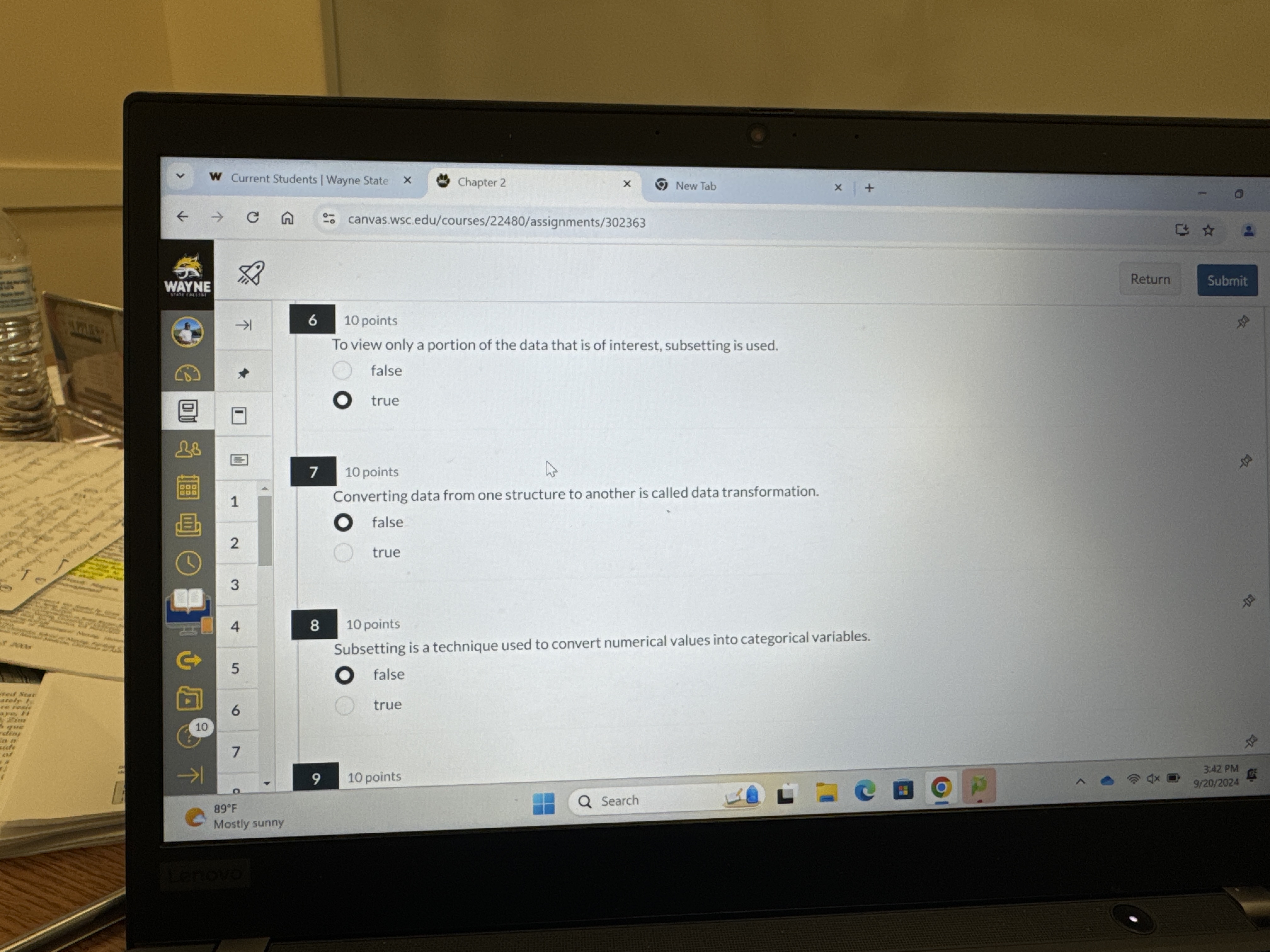 6 To view only a portion of the data that is of