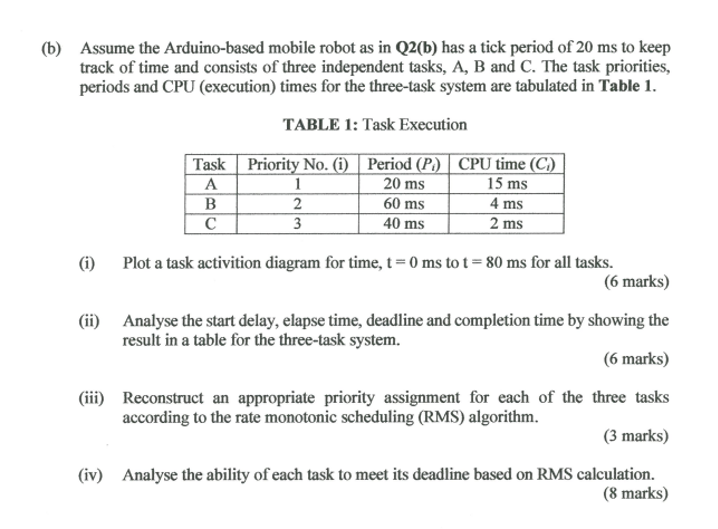( b ) Assume the Arduino - based mobile robot as