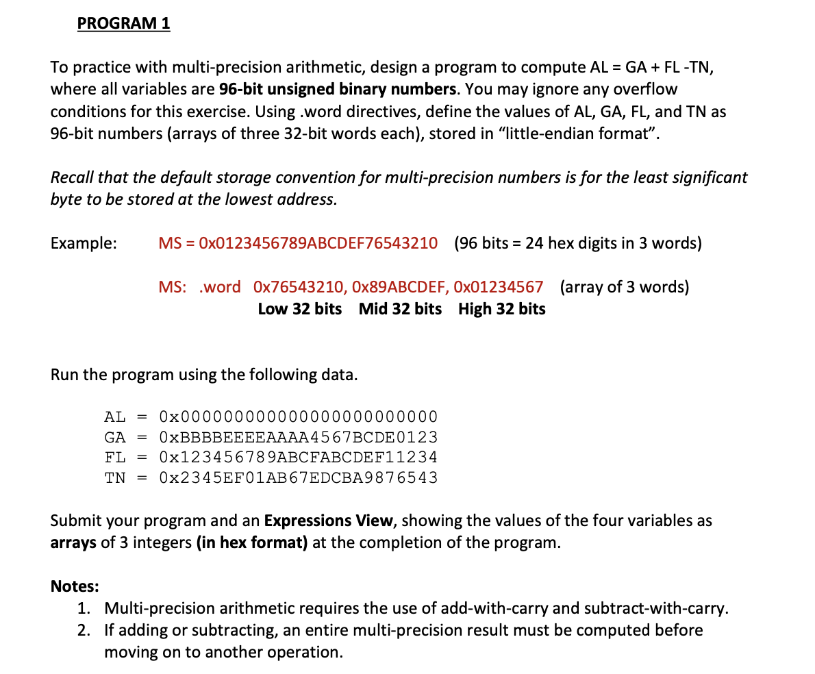 PROGRAM 1 : WRITE THIS IN ASSEMBLY LANGUAGE