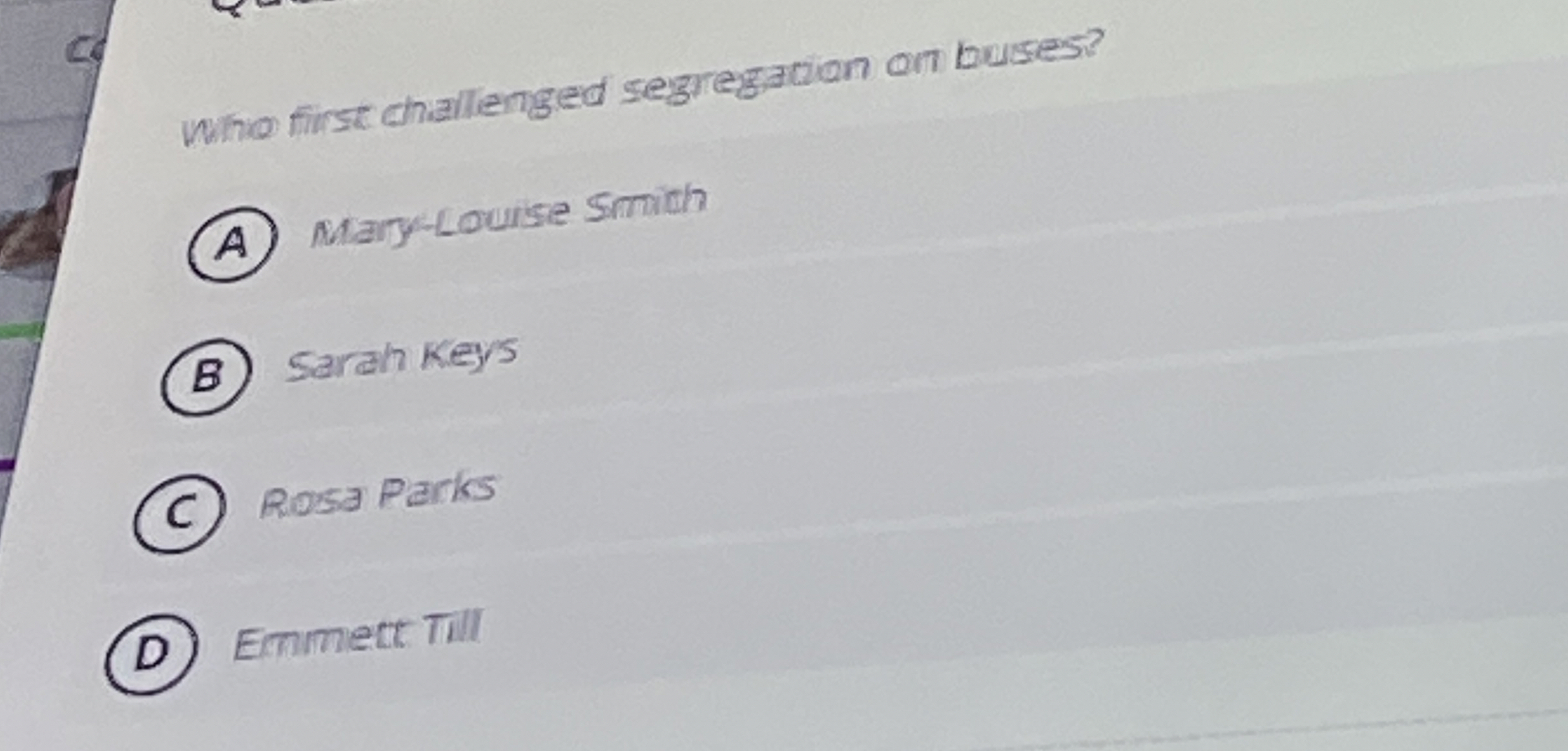 Who first challenged segregation on busses? Mary