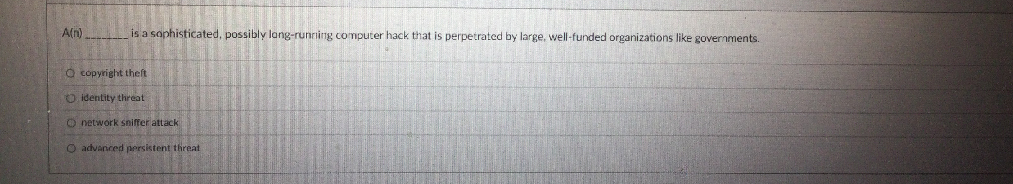 A ( n ) is a sophisticated, possibly long -
