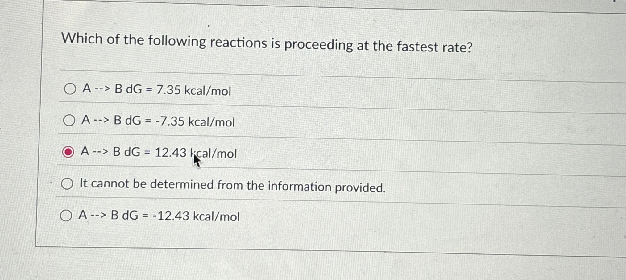 Which of the following reactions is proceeding at
