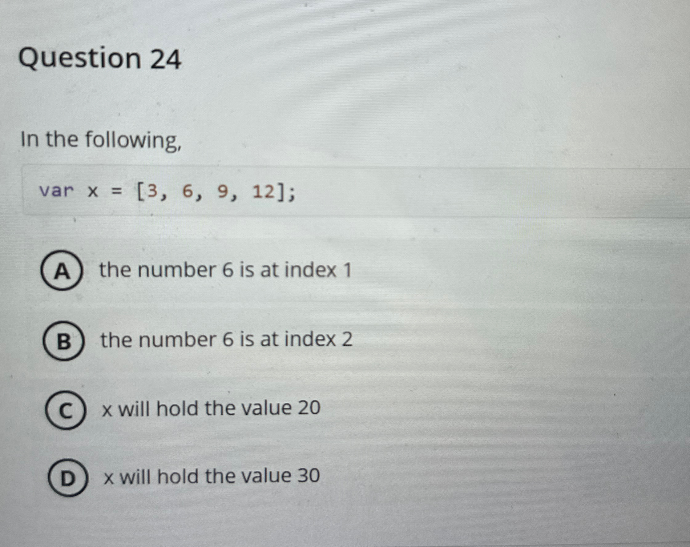 Question 2 4 In the following, varx = [ 3 , 6 , 9