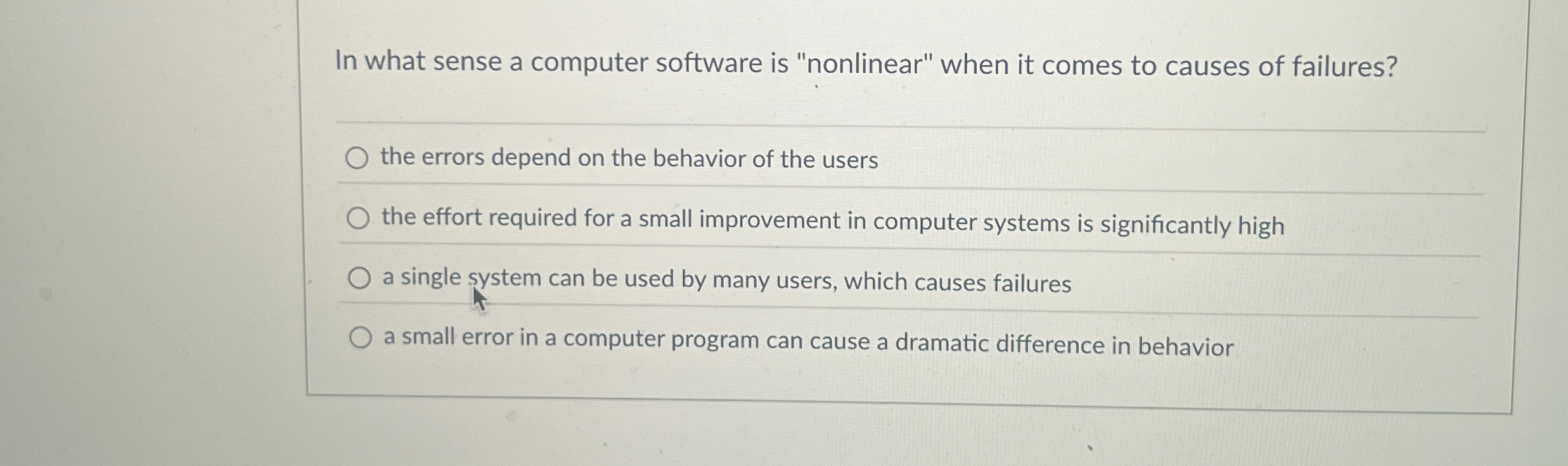 In what sense a computer software is "nonlinear"