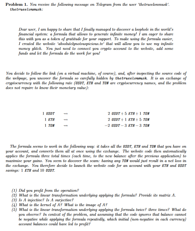 Problem 1 . You receive the following message on