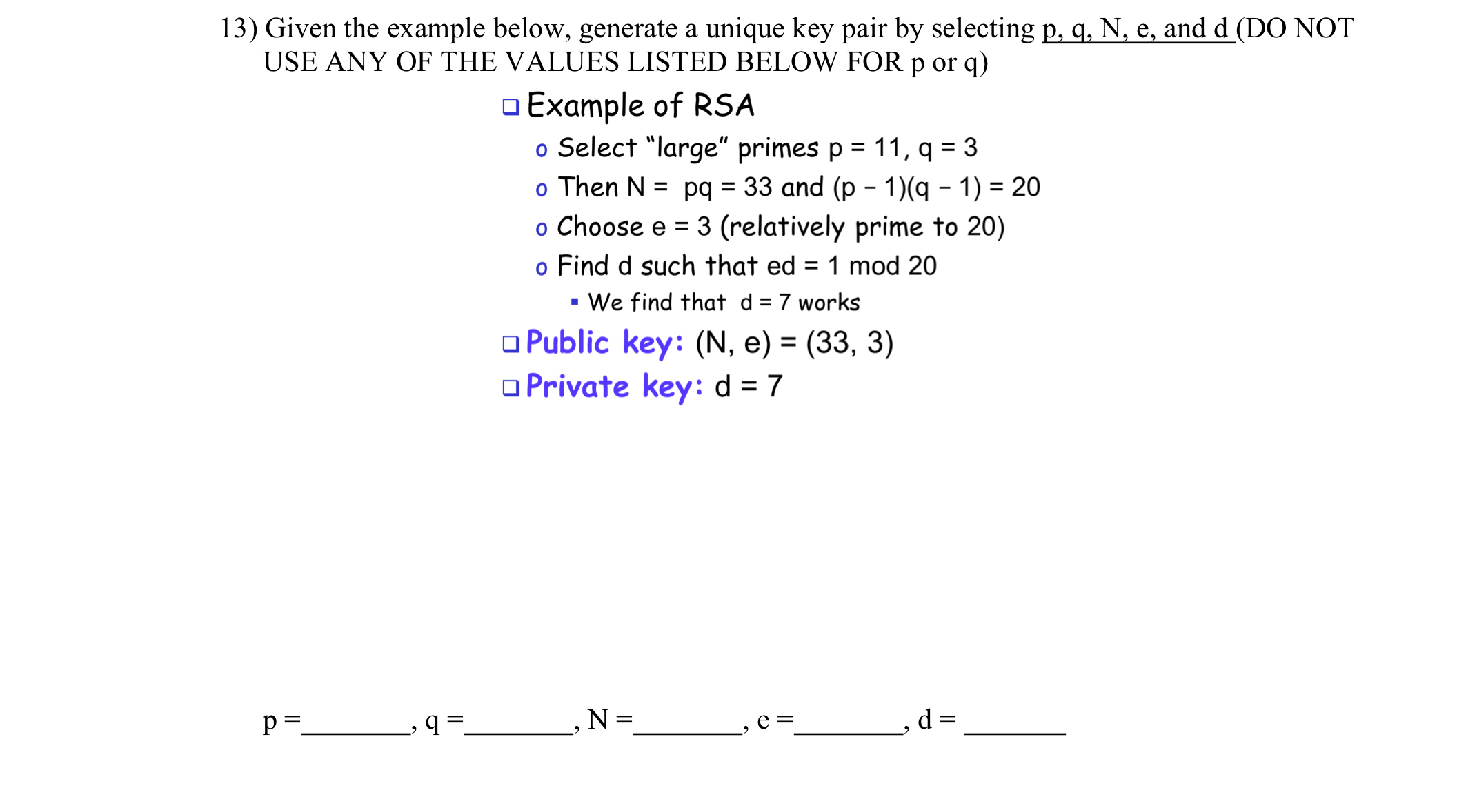 Given the example below, generate a unique key