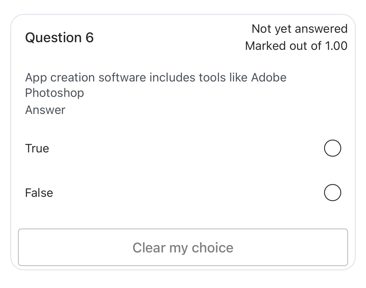 Question 6 Not yet answered Marked out of 1 . 0 0