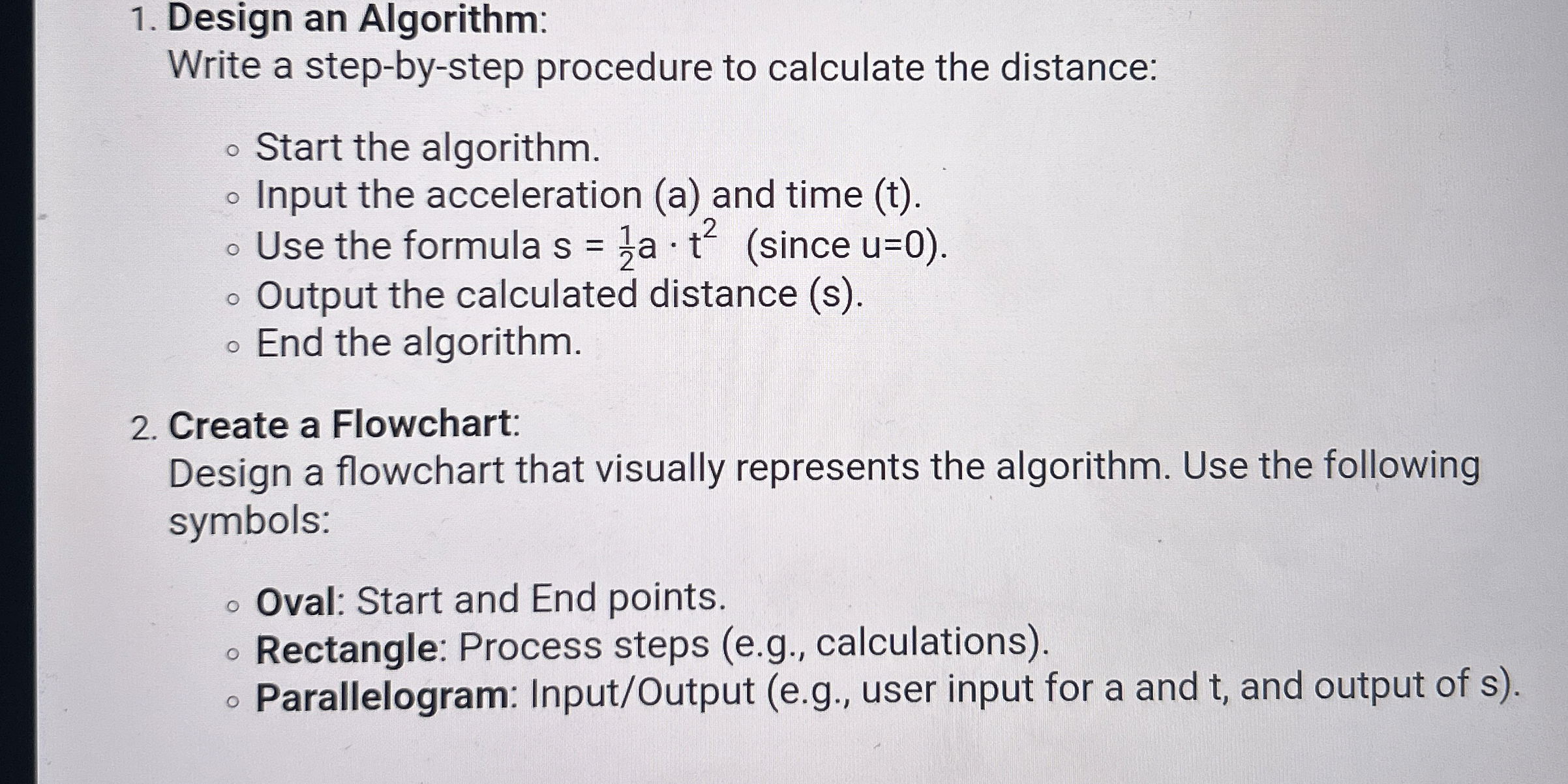 Design an Algorithm: Write a step - by - step