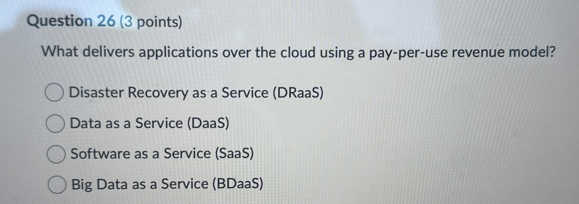 Question 2 6 ( 3 points ) What delivers