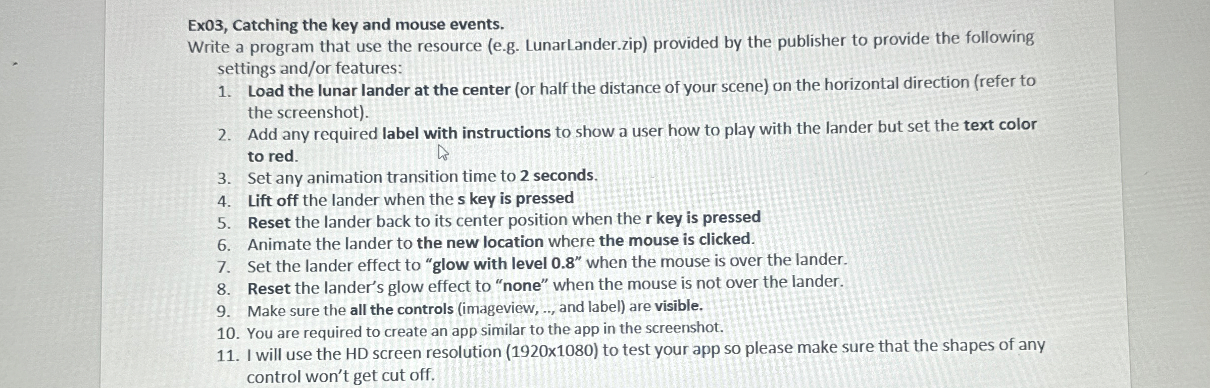 Ex 0 3 , Catching the key and mouse events. Write